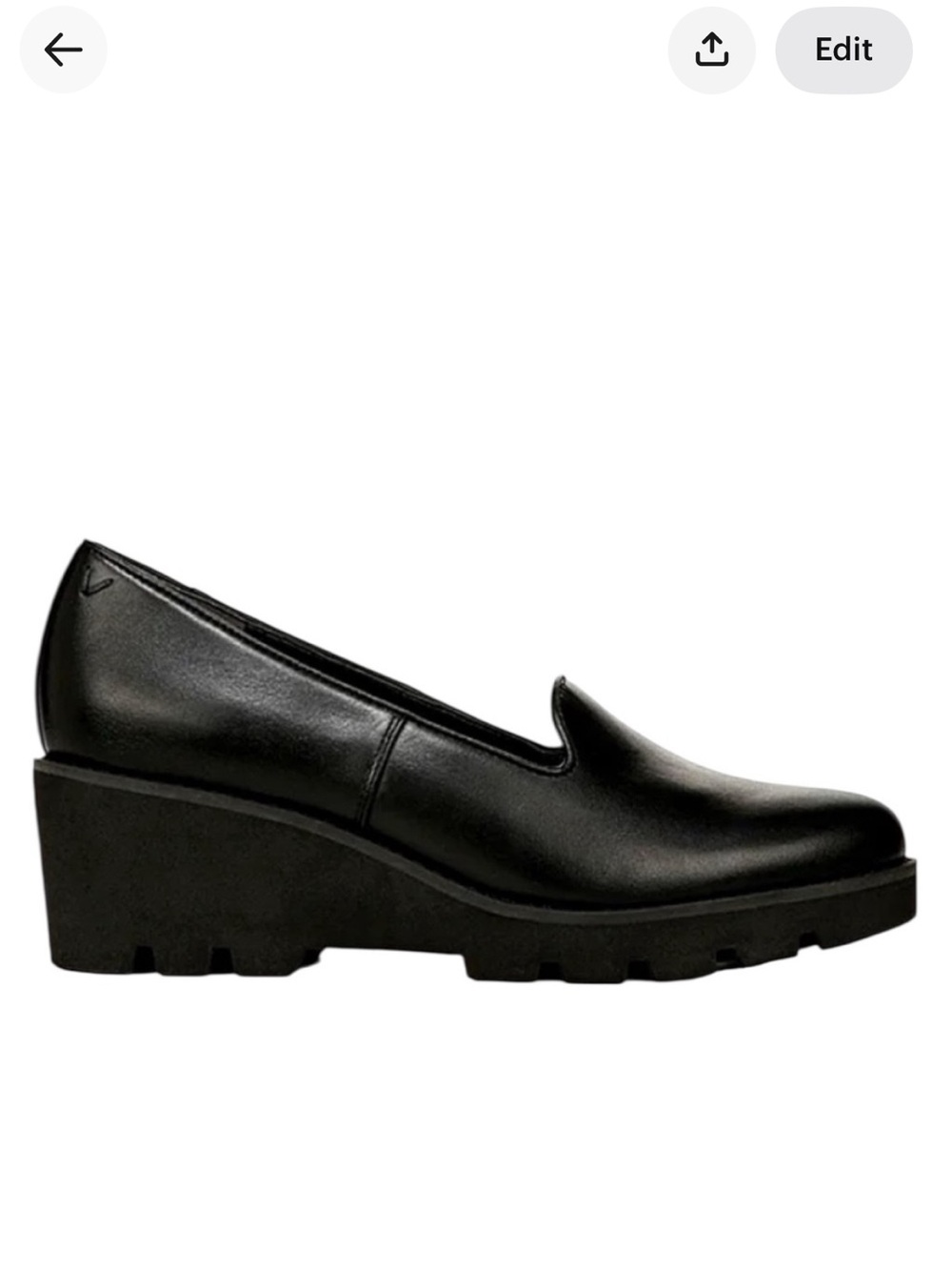 Vionic Willa Genuine Leather Lug Sole Water Repellent Slip-On Wedges NEW